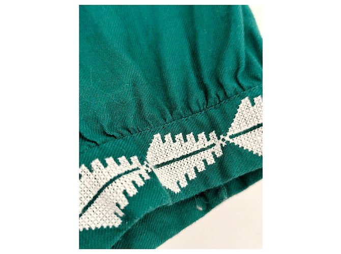 Blusa Ba&sh verde oscuro con bordados blancos - vista 4