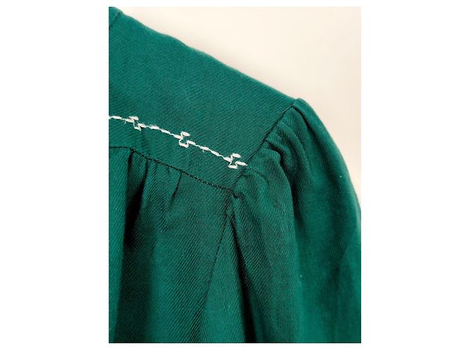 Blusa Ba&sh verde oscuro con bordados blancos - vista 5