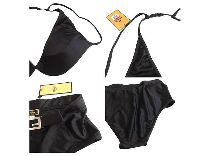 Fendi Black Silver FF Logo Bikini Set - view 7
