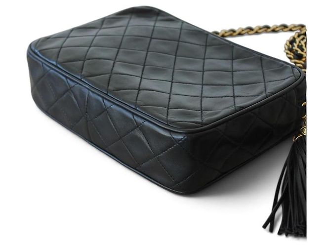 Chanel Borsa Camera in pelle d'agnello nera - vista 7
