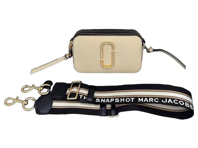Borsa a tracolla Marc Jacobs The Snapshot in pelle beige e nera - vista 2