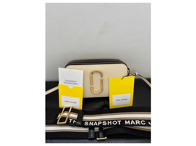 Borsa a tracolla Marc Jacobs The Snapshot in pelle beige e nera - vista 3