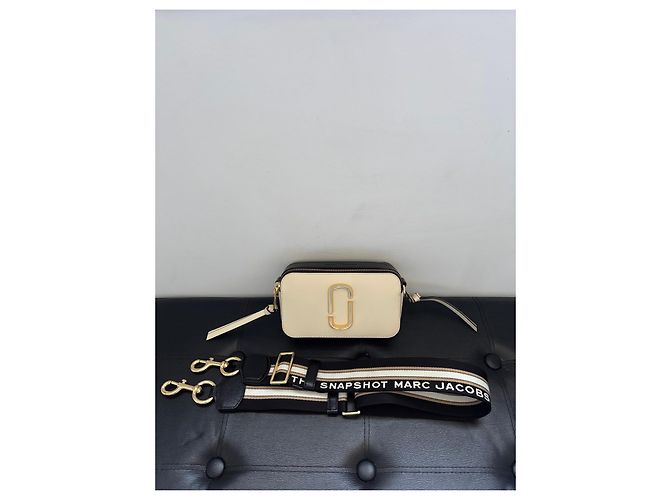 Borsa a tracolla Marc Jacobs The Snapshot in pelle beige e nera - vista 4