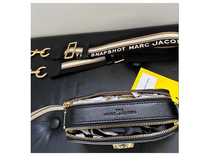 Borsa a tracolla Marc Jacobs The Snapshot in pelle beige e nera - vista 5