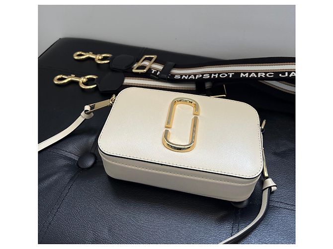 Borsa a tracolla Marc Jacobs The Snapshot in pelle beige e nera - vista 7