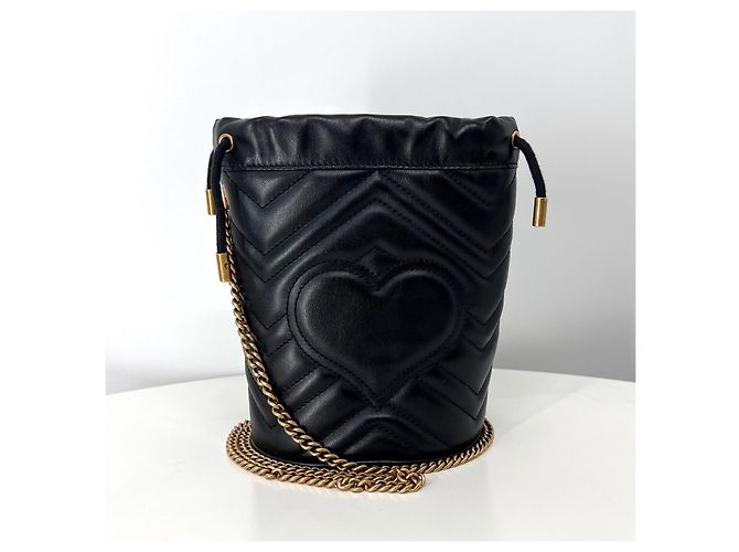 Gucci Borsa a Secchiello Crossbody GG Marmont Nera - vista 3