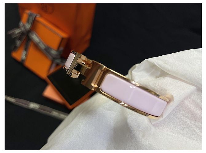 Hermès Bracciale Clickash Rose Gold Rosa - vista 5