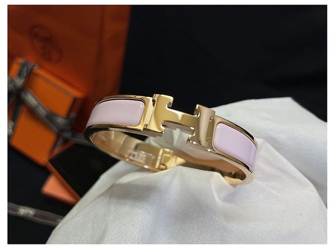 Hermès Bracciale Clickash Rose Gold Rosa - vista 6