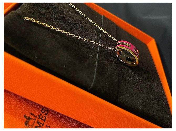 Hermès Colar Popash Hot Pink Gold - vista 3