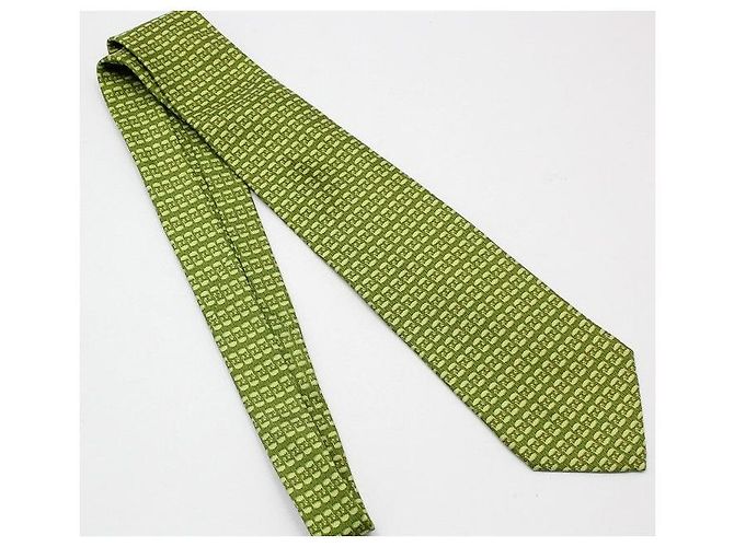 Cravatta in seta verde Salvatore Ferragamo - vista 3
