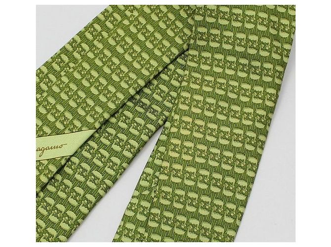 Cravatta in seta verde Salvatore Ferragamo - vista 6