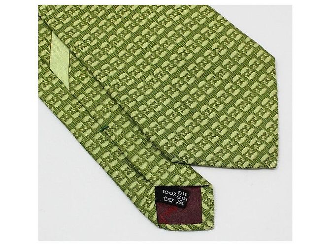 Cravatta in seta verde Salvatore Ferragamo - vista 7