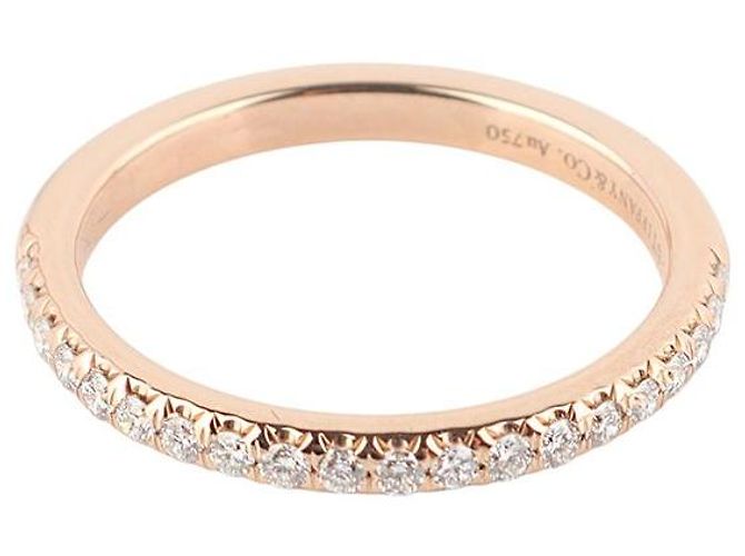 Tiffany & Co Pink Gold Solitär Half Diamond Eternity Ring Größe - Ansicht 4
