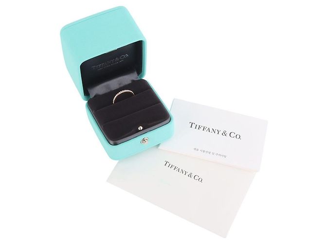 Tiffany & Co Pink Gold Solitär Half Diamond Eternity Ring Größe - Ansicht 6