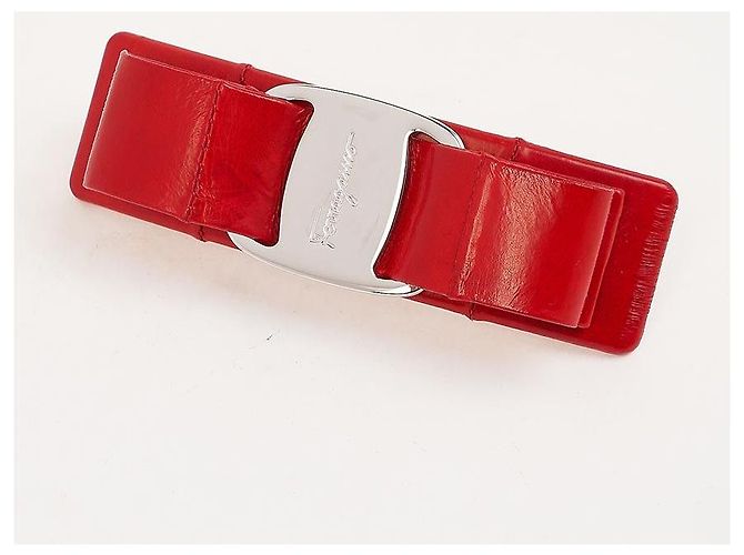 Salvatore Ferragamo Fermi e forcina per capelli in pelle Flame Red - vista 3