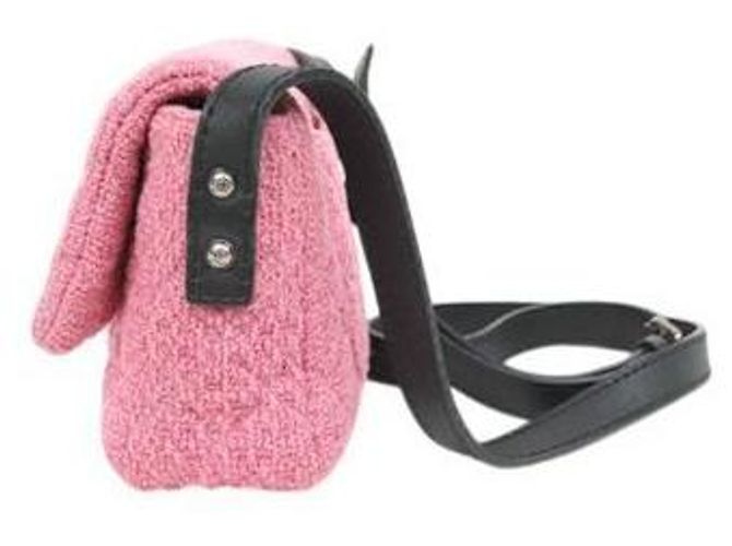 Chanel Borsa a tracolla in tweed rosa - vista 2