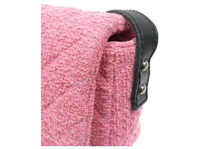 Chanel Borsa a tracolla in tweed rosa - vista 7