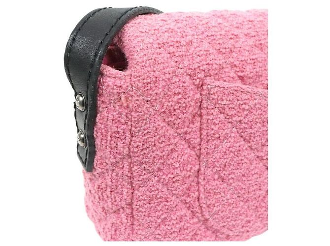 Chanel Borsa a tracolla in tweed rosa - vista 8