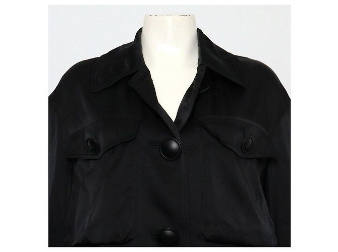 Burberry Giacca da donna in seta nera con tasche - vista 2