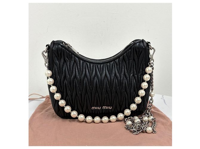 Miu Miu Borsa a tracolla Matelassé Napa Pearl Nera - vista 8