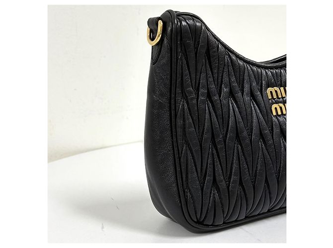 Miu Miu Matelassé Napa Leather Crossbody Shoulder Bag Black - view 10