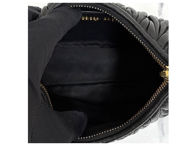 Miu Miu Matelassé Napa Leather Crossbody Shoulder Bag Black - view 12