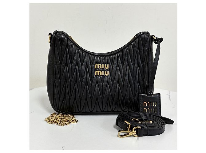 Miu Miu Matelassé Napa Leather Crossbody Shoulder Bag Black - view 3