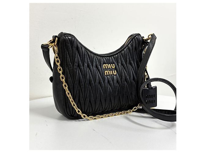 Miu Miu Matelassé Napa Leather Crossbody Shoulder Bag Black - view 7