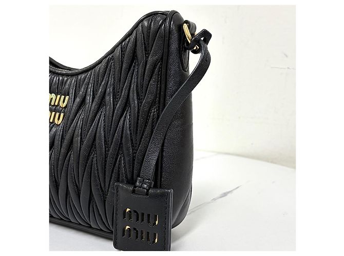 Miu Miu Matelassé Napa Leather Crossbody Shoulder Bag Black - view 9