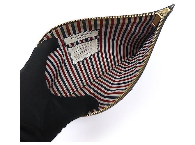 Thom Browne Pochette porte-documents Small en cuir grainé noir - vue 6