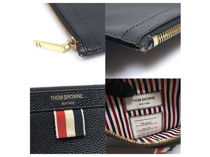 Thom Browne Pochette porte-documents Small en cuir grainé noir - vue 7