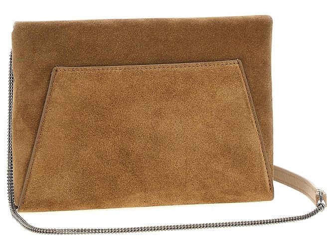 Brunello Cucinelli Clutch in pelle di vitello marrone - vista 2