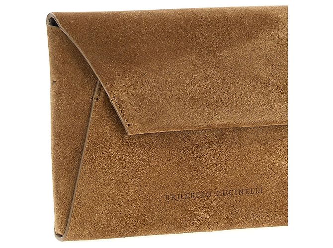Brunello Cucinelli Clutch in pelle di vitello marrone - vista 3
