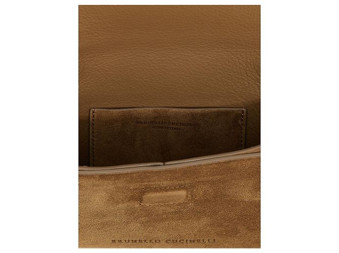 Brunello Cucinelli Clutch in pelle di vitello marrone - vista 4