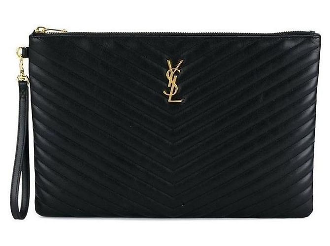 Autre Marque Clutch matelassé monogram dorata - vista 2