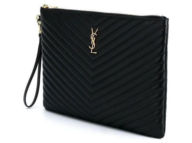 Autre Marque Clutch matelassé monogram dorata - vista 4