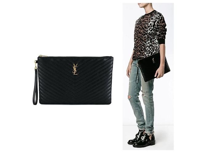 Autre Marque Clutch matelassé monogram dorata - vista 8