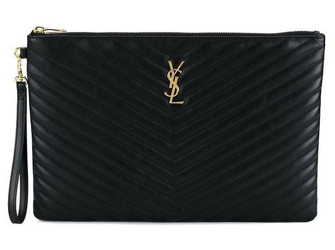 Autre Marque Clutch matelassé monogram dorata - vista 9