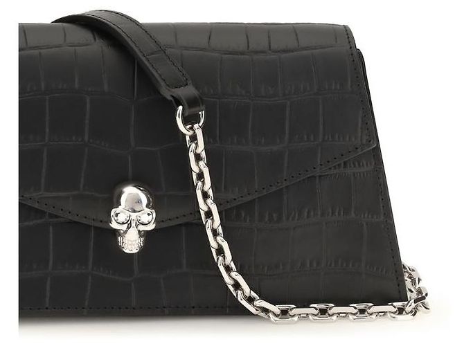 Alexander Mcqueen Bolso de hombro Bos Taurus en piel de becerro negra - vista 4