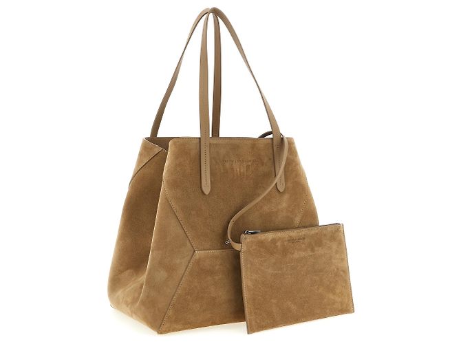 Brunello Cucinelli Borsa a tracolla in vitello marrone - vista 3