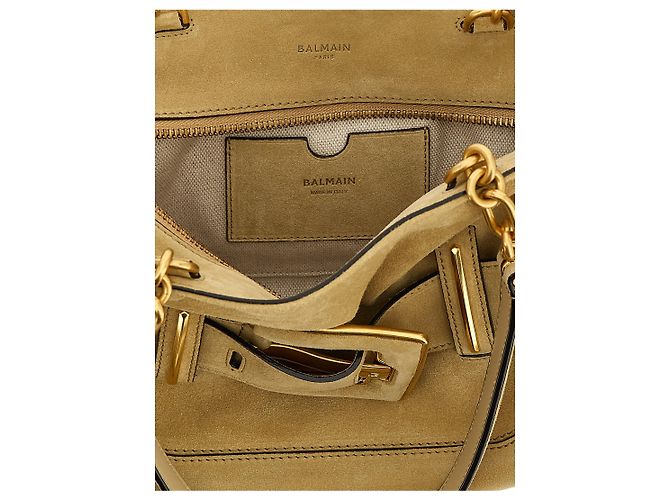 Balmain Borsa a tracolla in vitello beige - vista 4