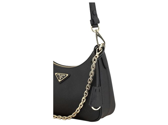 Prada Borsa a tracolla Bos Taurus in pelle di vitello nera - vista 4