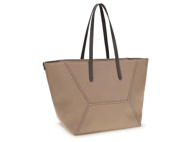 Brunello Cucinelli Borsa a tracolla in cotone beige - vista 2