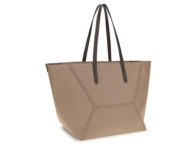 Brunello Cucinelli Borsa a tracolla in cotone beige - vista 3