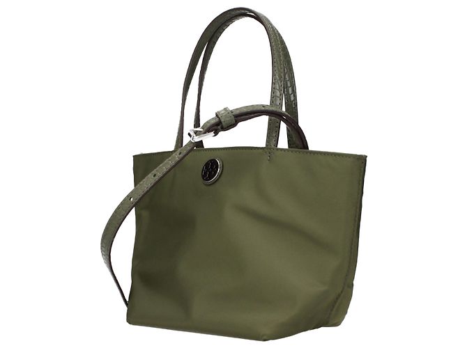 Borsa a mano Tory Burch in nylon verde con tracolla regolabile - vista 2
