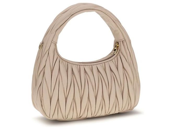 Miu Miu Borsa Bos Taurus in pelle di vitello beige - vista 3