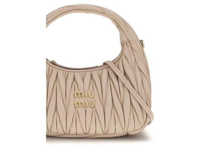 Miu Miu Borsa Bos Taurus in pelle di vitello beige - vista 4