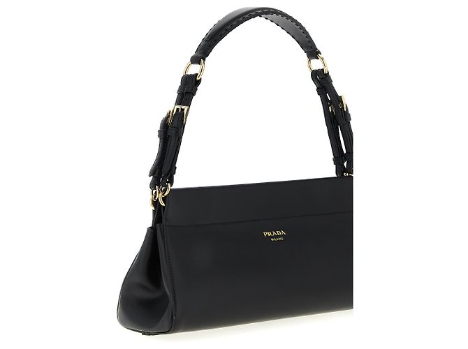 Prada Borsa a tracolla in vitello nero - vista 3