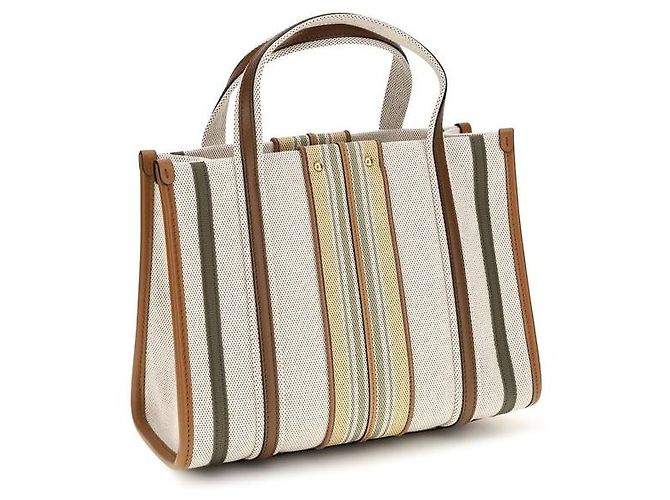 Chloé Borsa a tracolla in cotone beige - vista 3