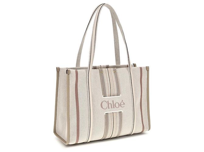 Chloé Borsa a tracolla in cotone beige - vista 2